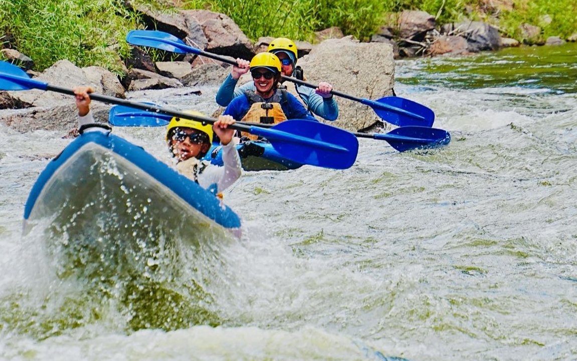 Guided inflatable kayak tour on the Upper Colorado near Kremmling
